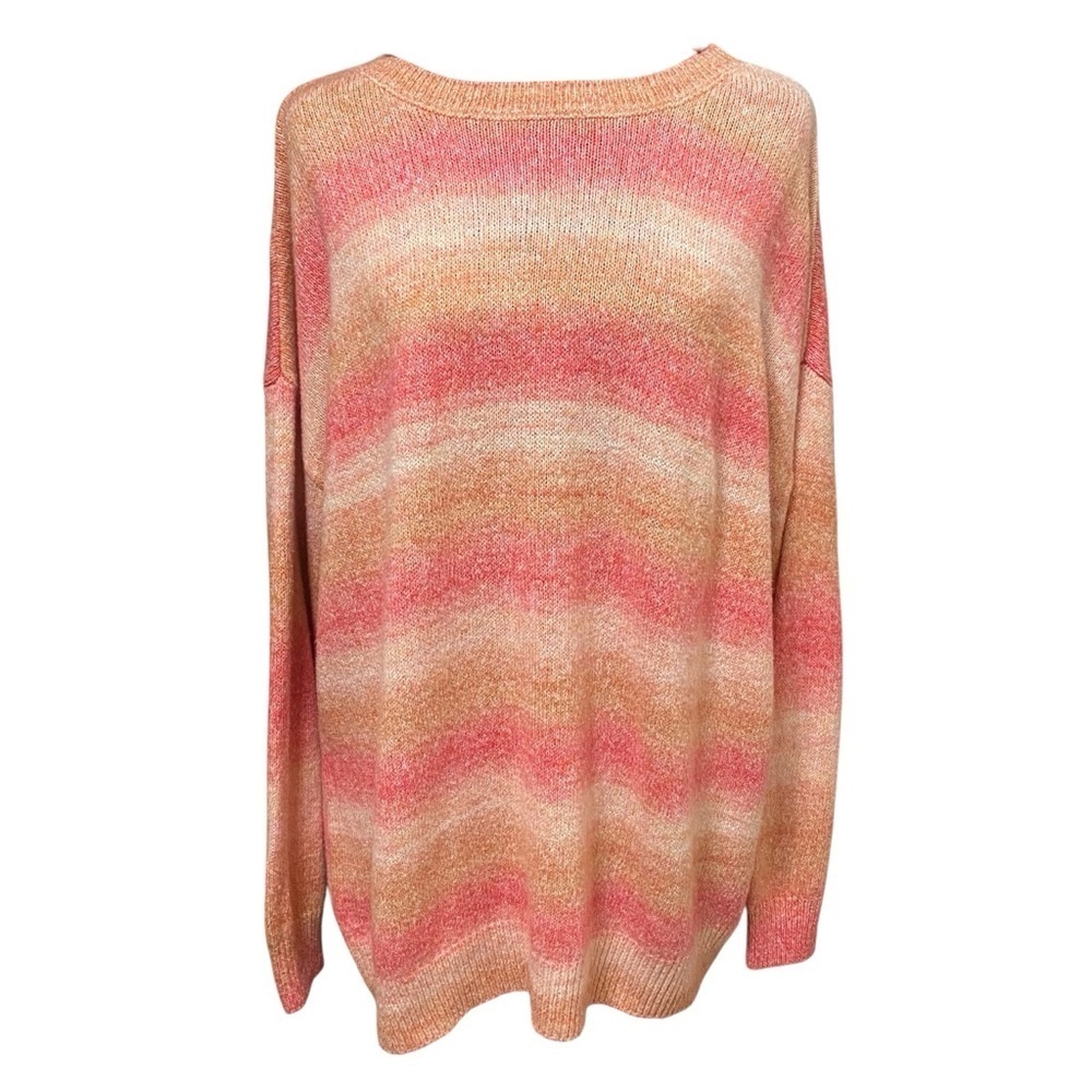 BP Pink Peach Ombré Striped Sweater XL Boxy Oversized Cozy Soft Knit Pullover